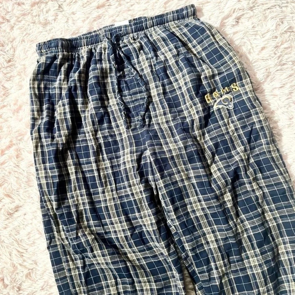 NFL‎ Vintage Apparel Rams Embroidered Plaid Lounge PJ Pants Mens M Sportswear